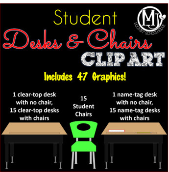 Preview of Clip Art - Student Chairs and Desks