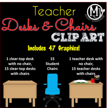 Preview of Clip Art - Teacher Desks and Chairs