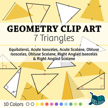 Preview of Geometry Clip Art: 7 Triangles – 10 Colors