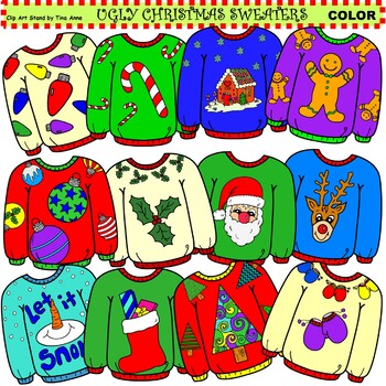 Ugly Christmas sweaters clipart, Cute Christmas sweater clip art