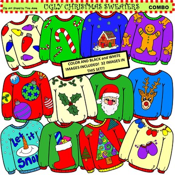 Preview of Clip Art Ugly Christmas Sweaters Combo