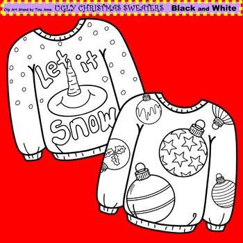 ugly sweater clip art black and white