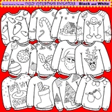 Clip Art Ugly Christmas Sweaters in black and white