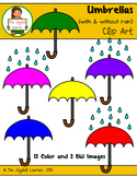 Clip Art: Umbrellas (with & without rain) FREEBIE