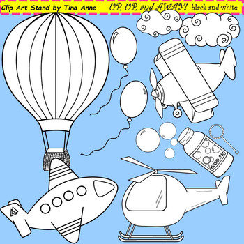 Preview of Clip Art Up Up and Away black and white