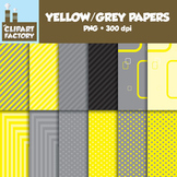 Clip Art: Yellow/Grey Backgrounds - 12 Digital Papers