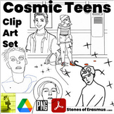 Clip Art and Cosmic Teens Coloring Book for Middle and Hig