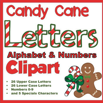 Preview of Clip Art letters-Candy Cane Alphabet Winter 67 letters and numbers