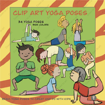 Preview of Clip  Art yoga  34 poses colors / B&W to use for any Creative