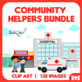 Clip Art: Community Helpers Bundle (Buildings, Cars, Polic