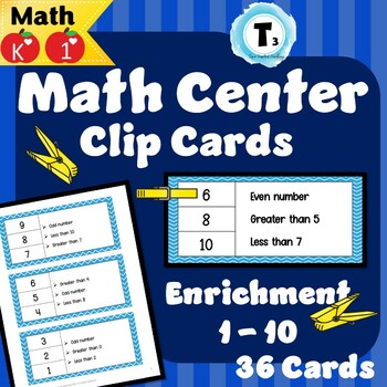 Preview of Clip Card Math Center  | Advanced 1st Grade Math Vocabulary | 1 - 10