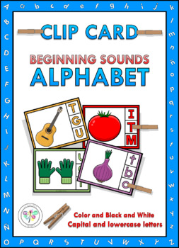 Preview of Clip Cards Beginning Sounds Alphabet Capital Lowercase Letters Cut Color