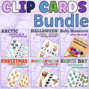 Preview of Clip Cards Bundle Colors and Counting For Preschool and Early Elementary