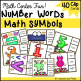 Clip Cards | Math Symbols and Number Words