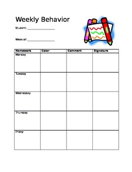 Preview of Clip Chart- Behavior Sheet