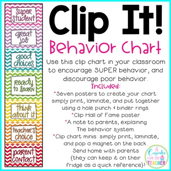 Preview of Clip It! Behavior Chart {Chevron}