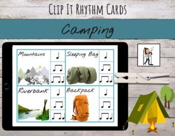 Preview of Clip It Rhythm Cards | Camping | Quarter & Eighth Notes for Music Centers