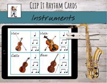 Preview of Clip It Rhythm Cards | Instruments with Quarter and Eighth Notes