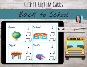 Preview of Clip It Rhythm Task Cards | Back to School | Quarter & Eighth Notes | FREEBIE
