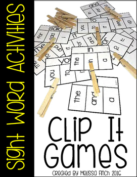 Preview of Clip It Sight Word Activities- For Special Education