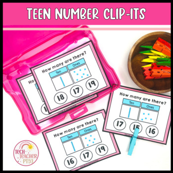 Preview of Clip It Teen Number Task Cards