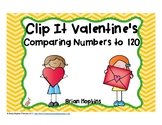 Clip It Valentine's Day Comparing Numbers to 120