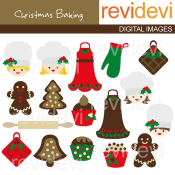 Preview of Clip art Christmas Baking (chef, apron, gingerbread, cupcake, kitchen) 08085