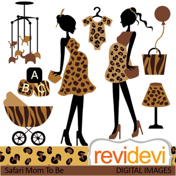 Preview of Clip art Mom to be safari prints (pregnant woman, maternity) clipart