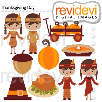 Preview of Clip art Thanksgiving Day (native, boys, girls) clipart 08129