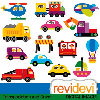 Preview of Clip art Transportation and Driver (vehicle, truck, car, traffic jam) clipart