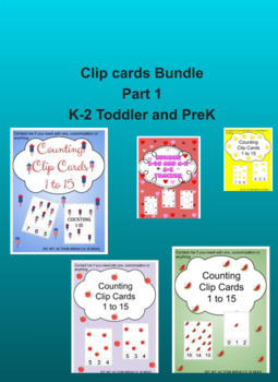 Preview of Clip cards Bundle, numbers 1 to 30 K-2 Toddler and PreK busy work printable
