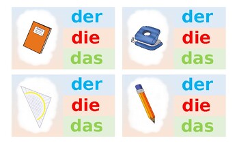 Preview of Clip cards "Meine Schulsachen" - Identify articles | Deutsch | German