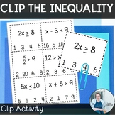 Clip the Inequality Problem Solving TEKS 6.9a 6.9b CCSS 6.EE.5