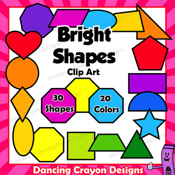 2D Shapes Clip Art | Geometric Shapes by Dancing Crayon Designs | TpT