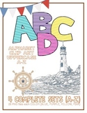 Alphabet Letters Clipart: Nautical Pinstripes 4 Color Sets