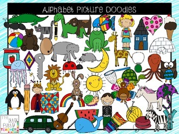 Preview of Clipart - Alphabet Picture Doodles - 104 Images