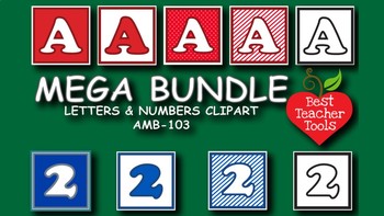 Preview of Clipart, Alphabets and Numbers Block MEGA PACK Colors and Blackline, AMB-103