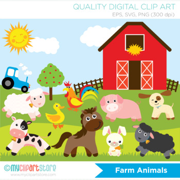 Clipart - Animals at the Farm / Farmer and the dell / nursery rhymes