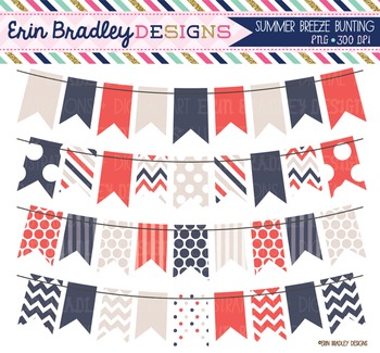 Clipart - Banner Flags Bunting Summer Breeze by Erin Bradley Designs