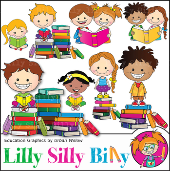 Preview of Clipart Books and Reading Kids {Lilly Silly Billy}