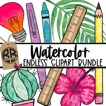 Preview of Watercolor Clipart GROWING BUNDLE Sellers Kit