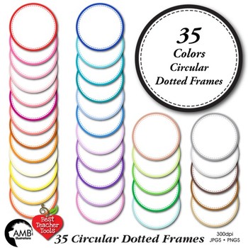 Preview of Circle Frames clipart, Dotted Circle Labels Clipart Commercial Use, AMB-1152