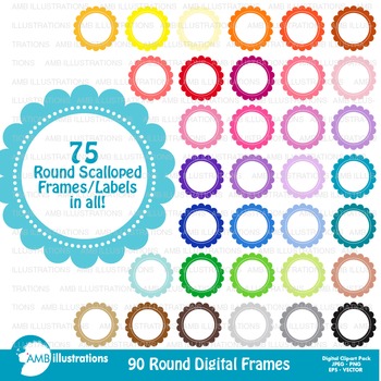 Preview of Clipart, Circle Scalloped Frames commercial use, vectors, AMB-1153