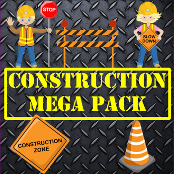 Preview of Construction Clipart, MEGA BUNDLE,Digital Papers Stamps, AMB-1171
