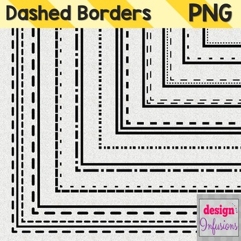 Preview of Clipart: Dashed Borders Pack 1