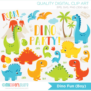 Preview of Dinosaur Clipart, Dino Fun, Dinosaur Birthday, Boy Dinosaurs, T-Rex
