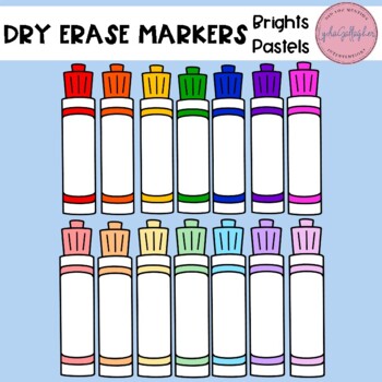 Clipart Dry Erase Markers - Bright and Pastel Colors | TPT