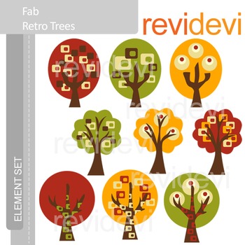 Preview of Tree clipart in retro colors