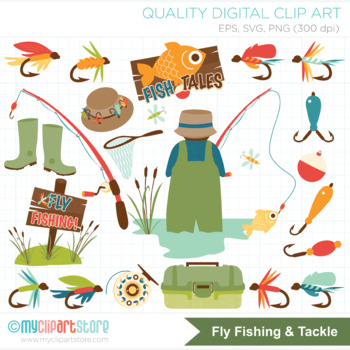 Father's Day Clipart, Dad, Fly Fishing, Camping, Lake House, Fishing Rod,  Tackle