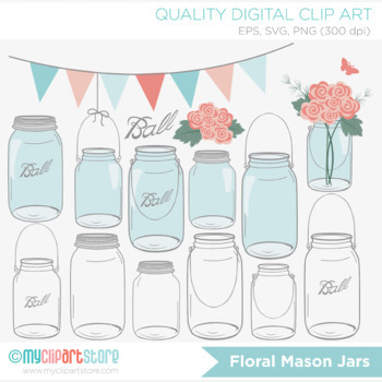 mason jar flower clip art